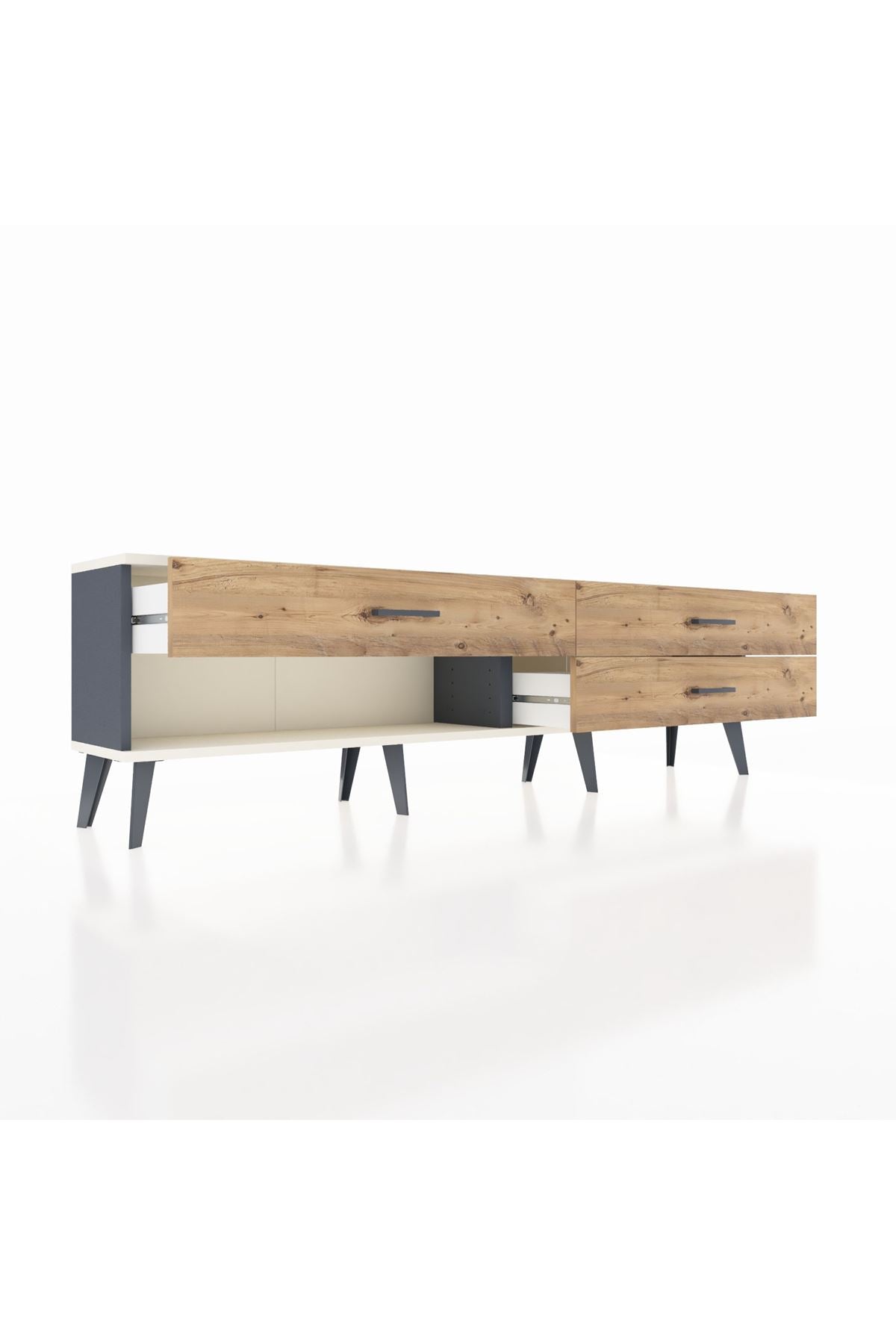 Arges TV Ünitesi 3 Çekmeceli  176x30x51 Antrasit-Aytaşı/Çam