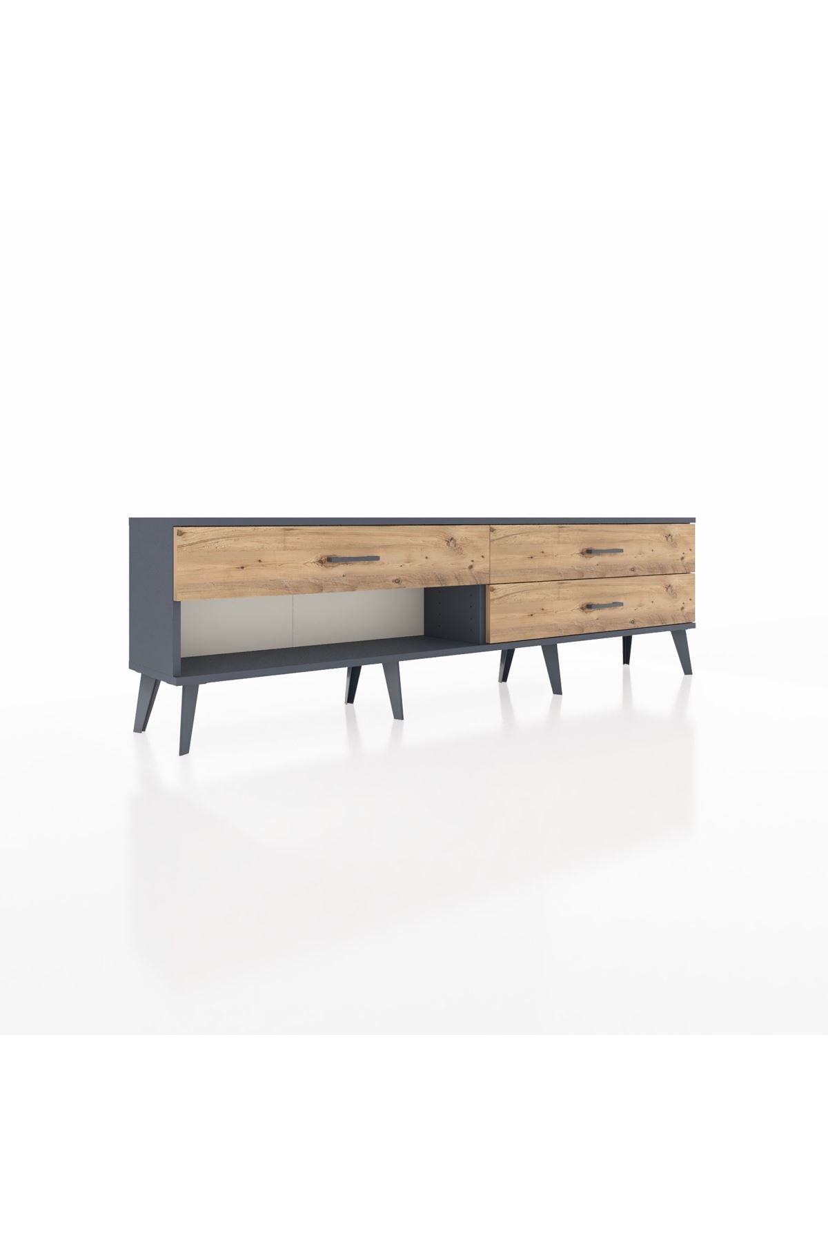 Arges TV Ünitesi 3 Çekmeceli  176x30x51 Antrasit-Antrasit/Çam