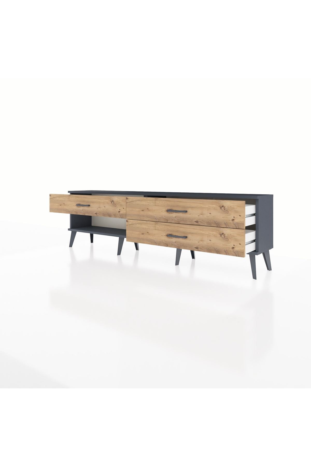 Arges TV Ünitesi 3 Çekmeceli  176x30x51 Antrasit-Antrasit/Çam