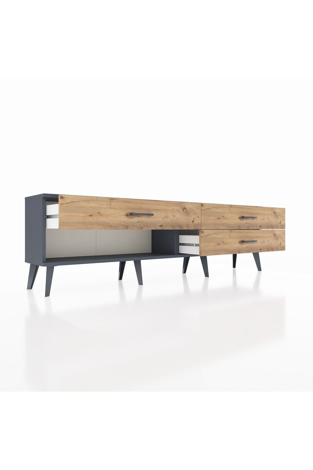 Arges TV Ünitesi 3 Çekmeceli  176x30x51 Antrasit-Antrasit/Çam