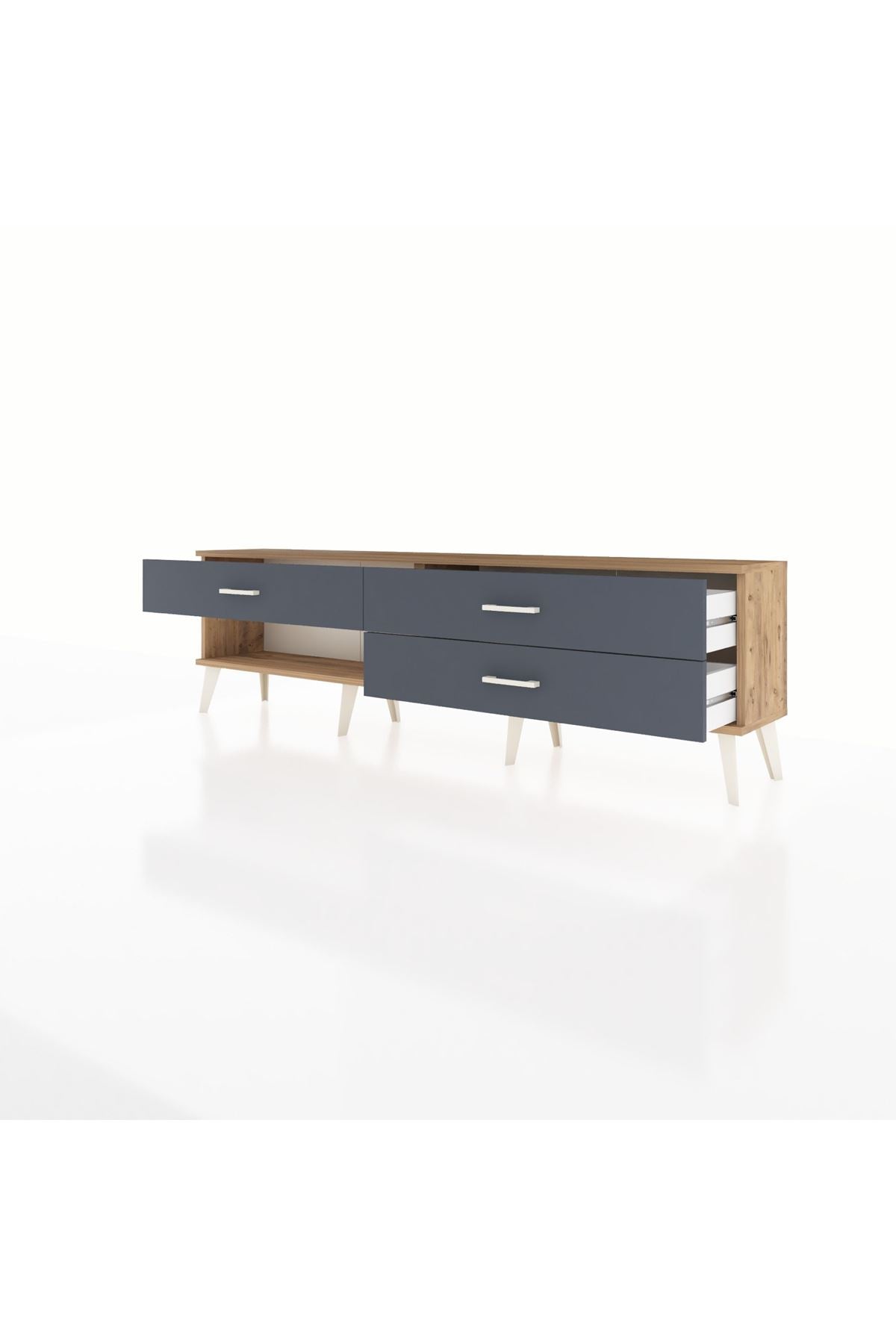 Arges TV Ünitesi 3 Çekmeceli  176x30x51 Çam-Çam/Antrasit