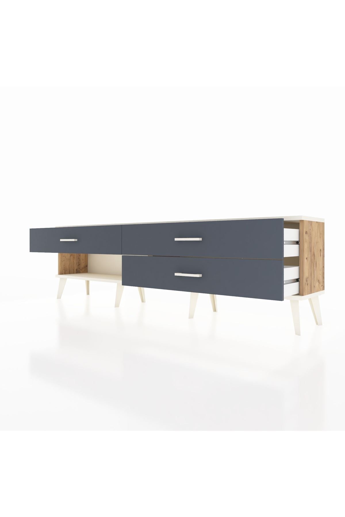 Arges TV Ünitesi 3 Çekmeceli  176x30x51 Çam-Aytaşı/Antrasit