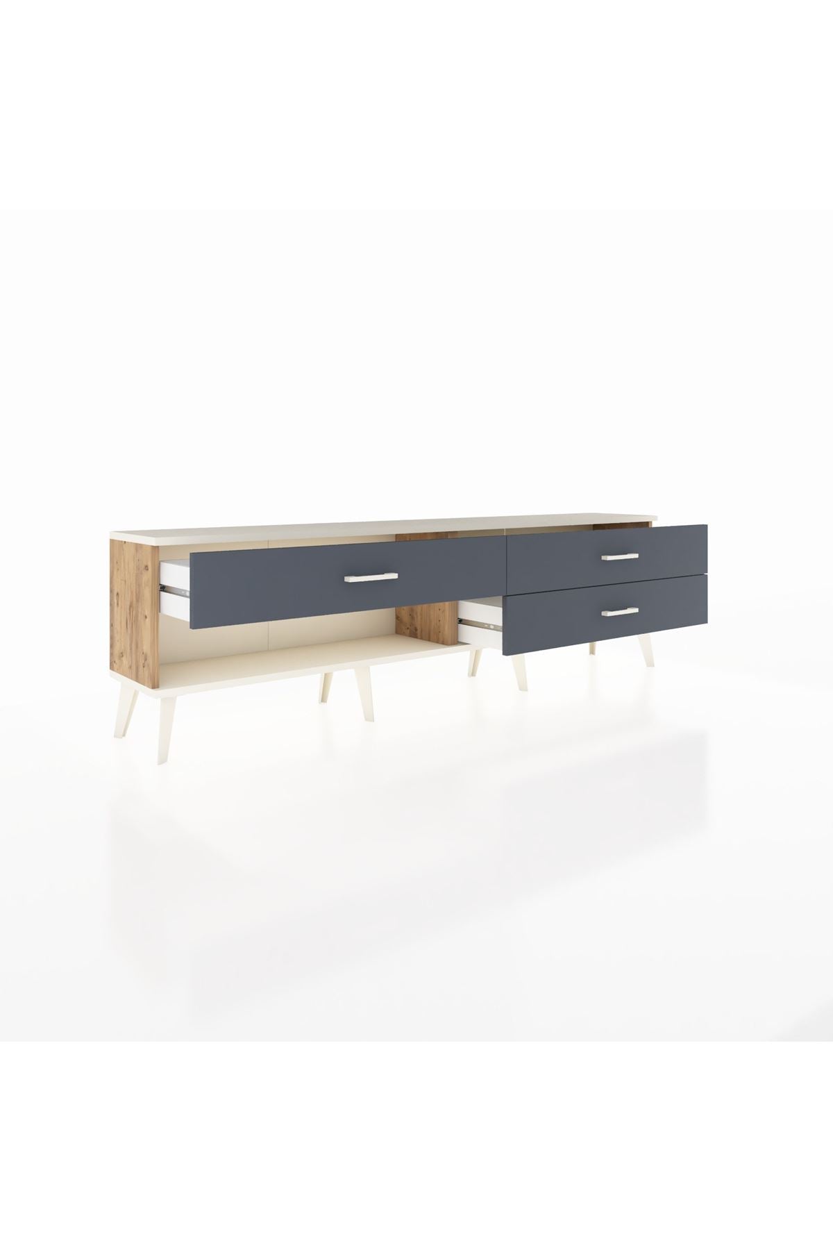 Arges TV Ünitesi 3 Çekmeceli  176x30x51 Çam-Aytaşı/Antrasit