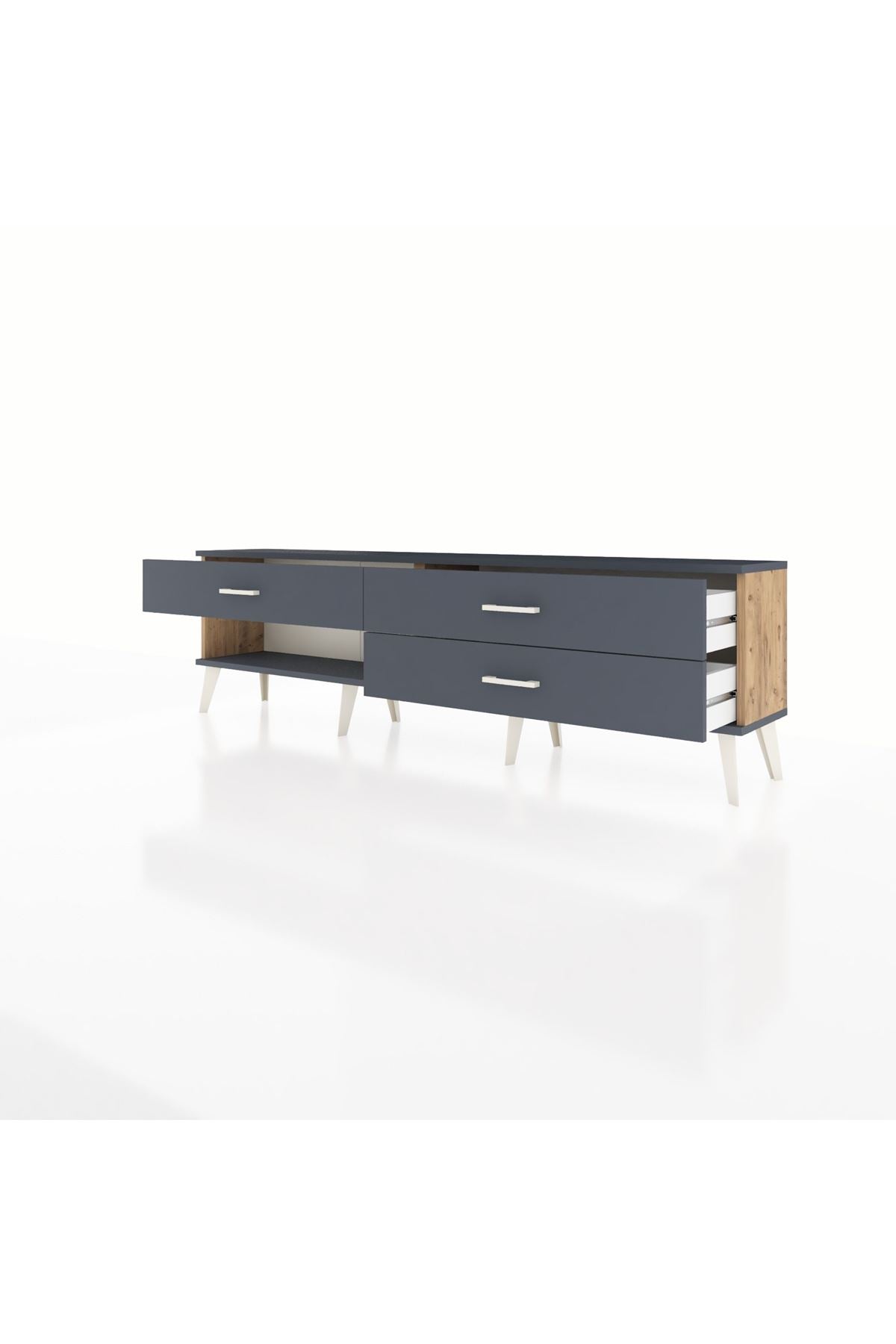 Arges TV Ünitesi 3 Çekmeceli  176x30x51 Çam-Antrasit/Antrasit