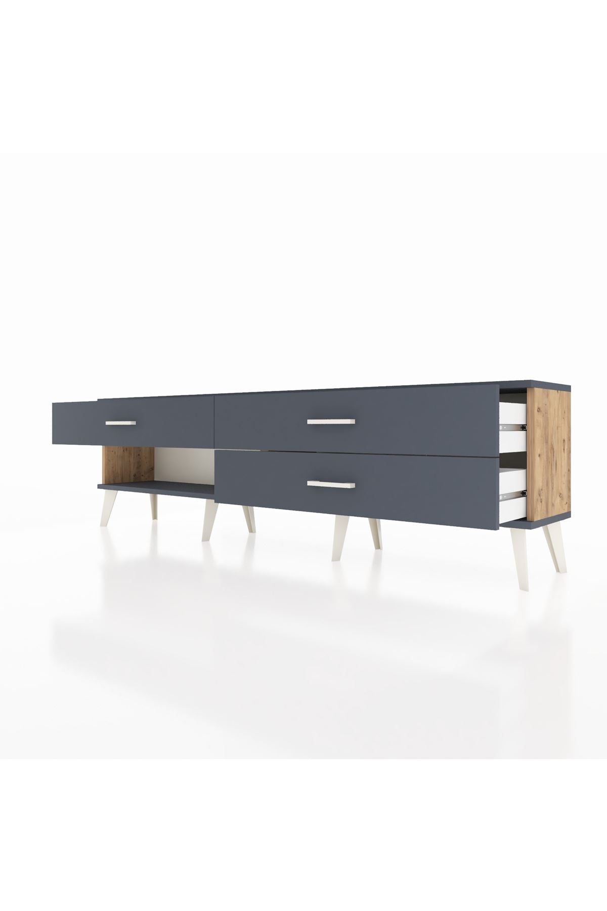 Arges TV Ünitesi 3 Çekmeceli  176x30x51 Çam-Antrasit/Antrasit