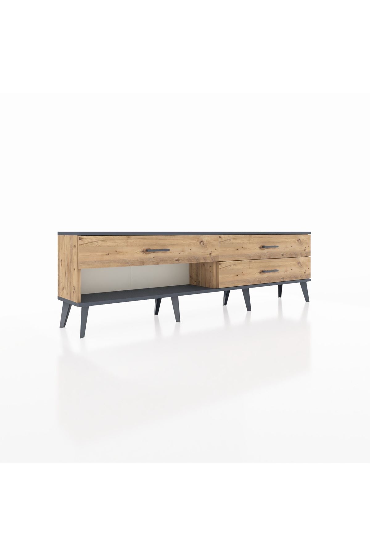 Arges TV Ünitesi 3 Çekmeceli  176x30x51 Çam-Antrasit/Çam