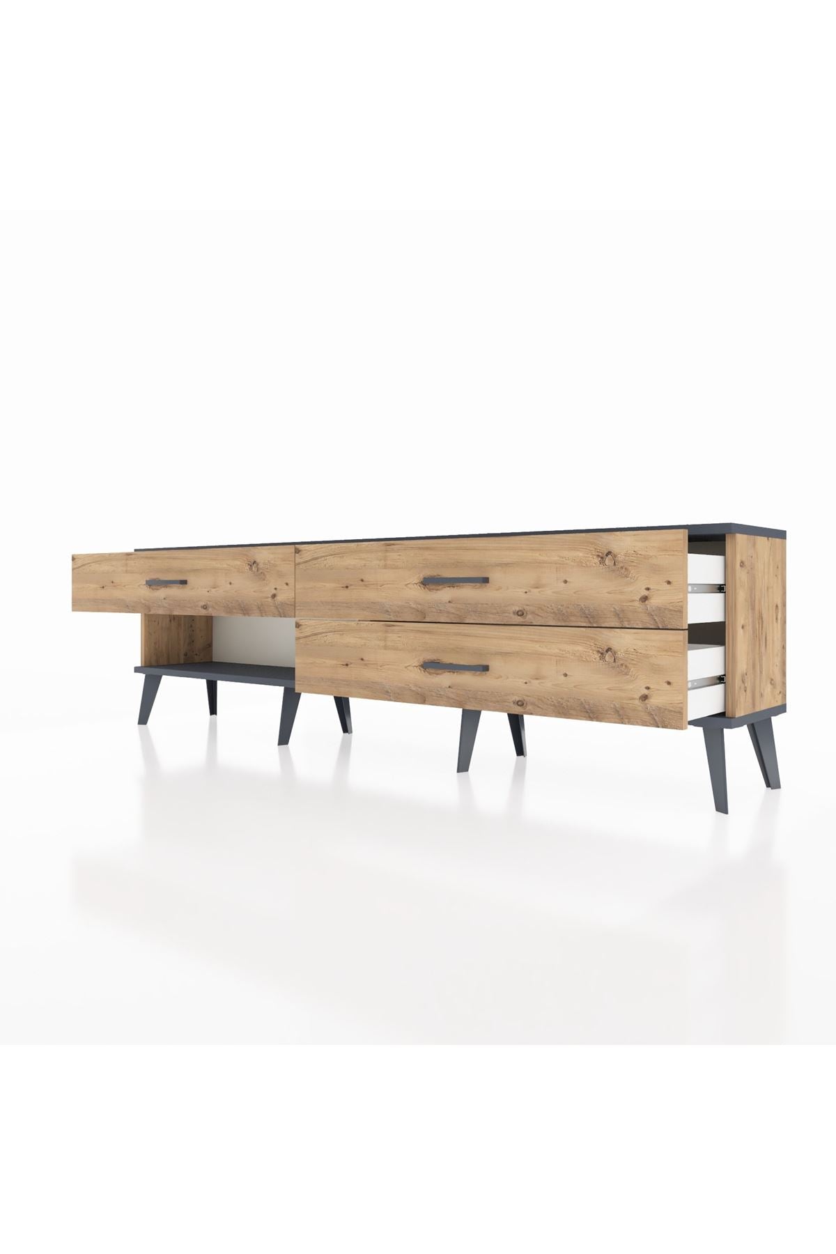 Arges TV Ünitesi 3 Çekmeceli  176x30x51 Çam-Antrasit/Çam