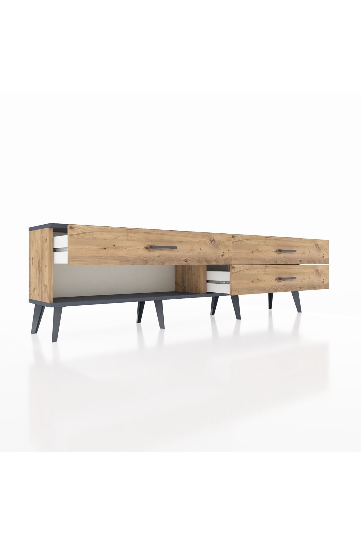 Arges TV Ünitesi 3 Çekmeceli  176x30x51 Çam-Antrasit/Çam