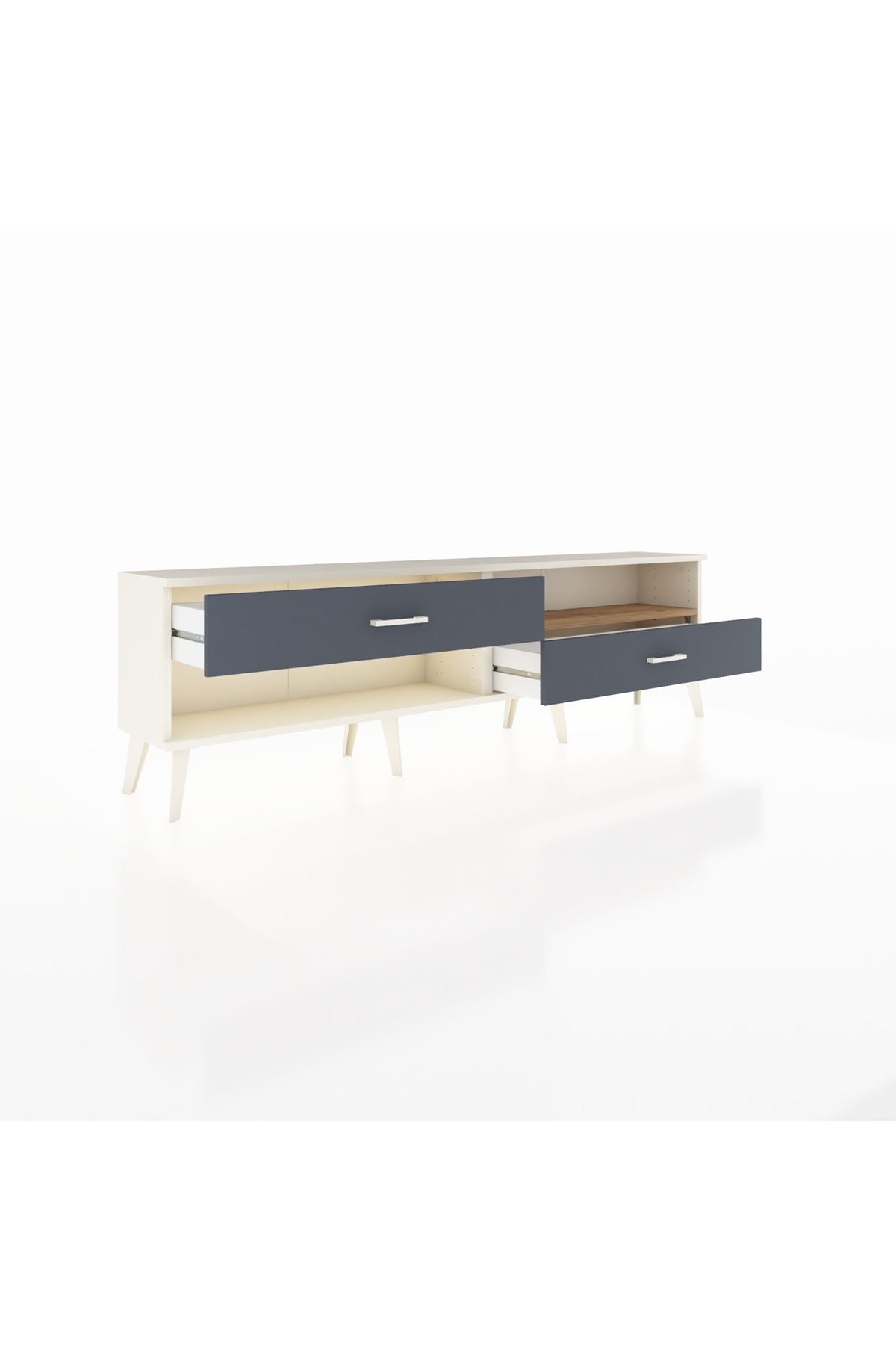 Arges TV Ünitesi Tek Raflı 2 Çekmeceli  176x30x51 Aytaşı-Çam/Antrasit