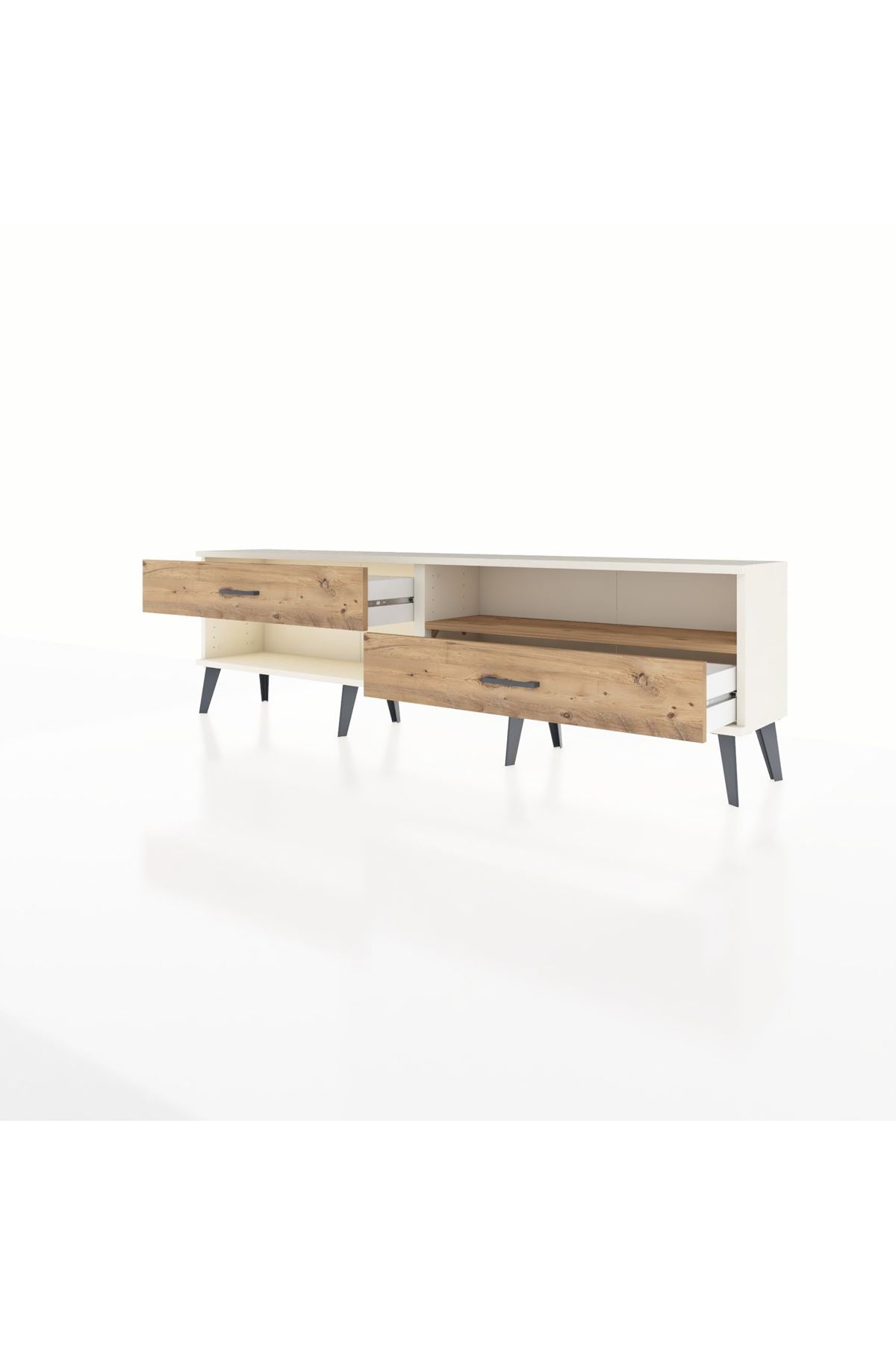 Arges TV Ünitesi Tek Raflı 2 Çekmeceli  176x30x51 Aytaşı-Çam/Çam