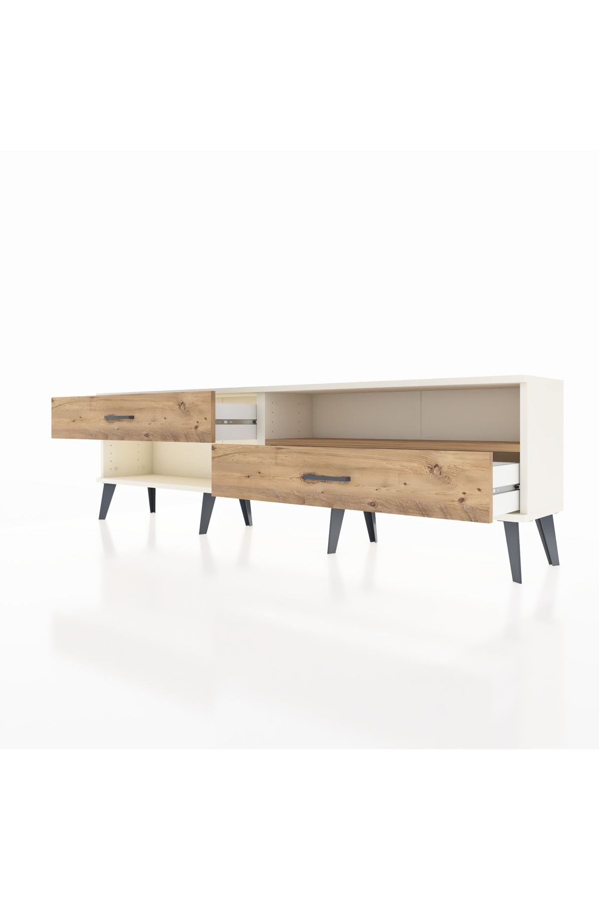 Arges TV Ünitesi Tek Raflı 2 Çekmeceli  176x30x51 Aytaşı-Çam/Çam