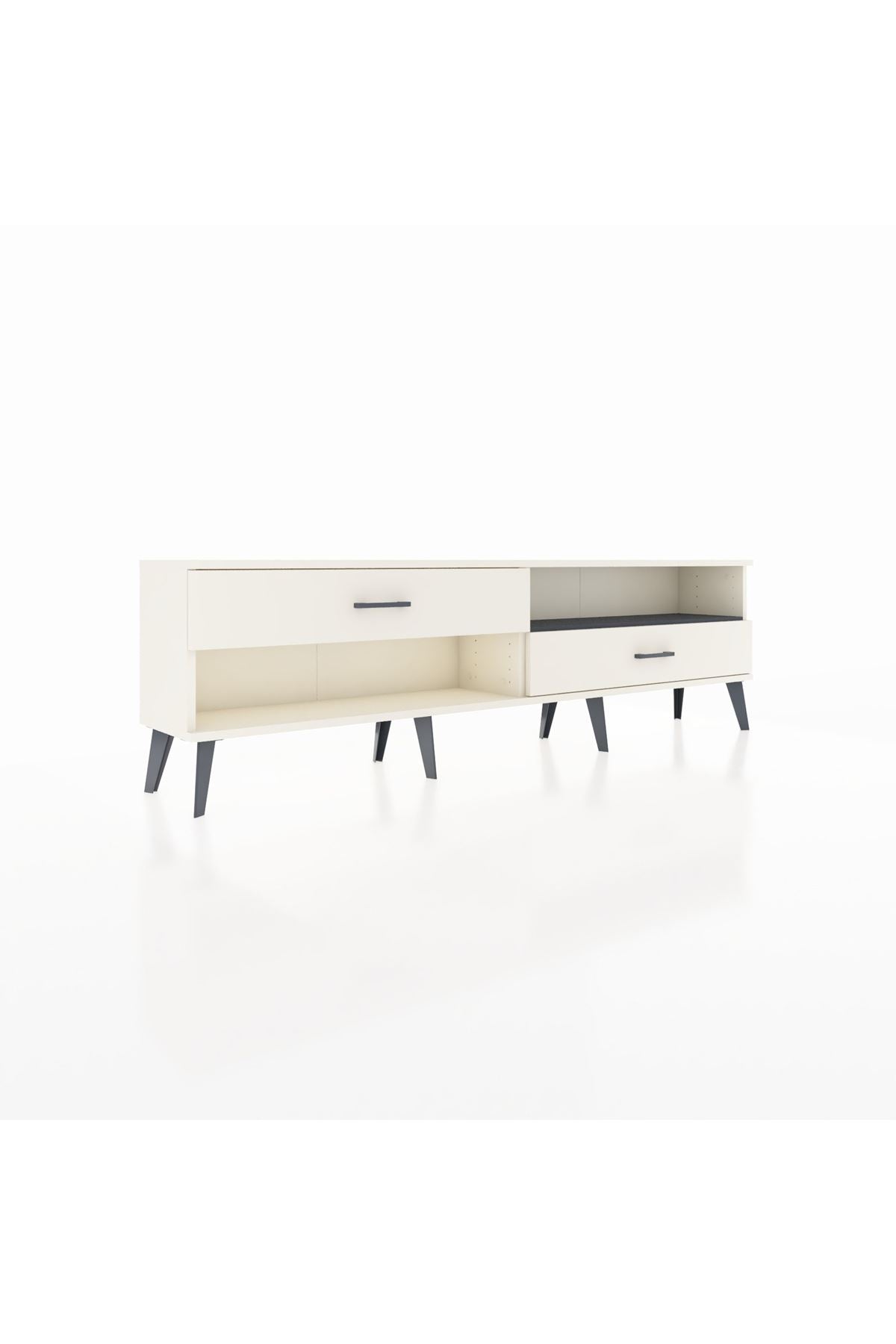 Arges TV Ünitesi Tek Raflı 2 Çekmeceli  176x30x51 Aytaşı-Antrasit/Aytaşı