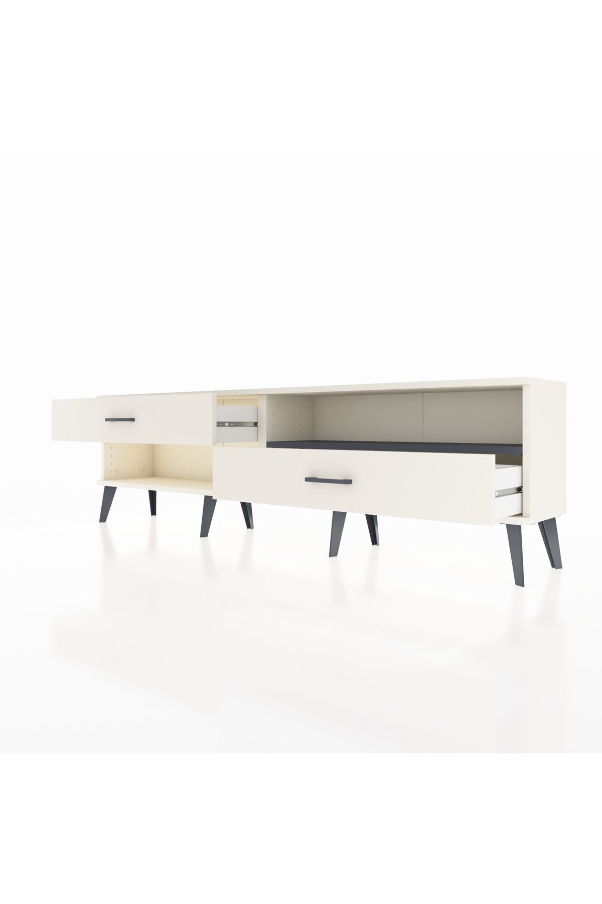 Arges TV Ünitesi Tek Raflı 2 Çekmeceli  176x30x51 Aytaşı-Antrasit/Aytaşı