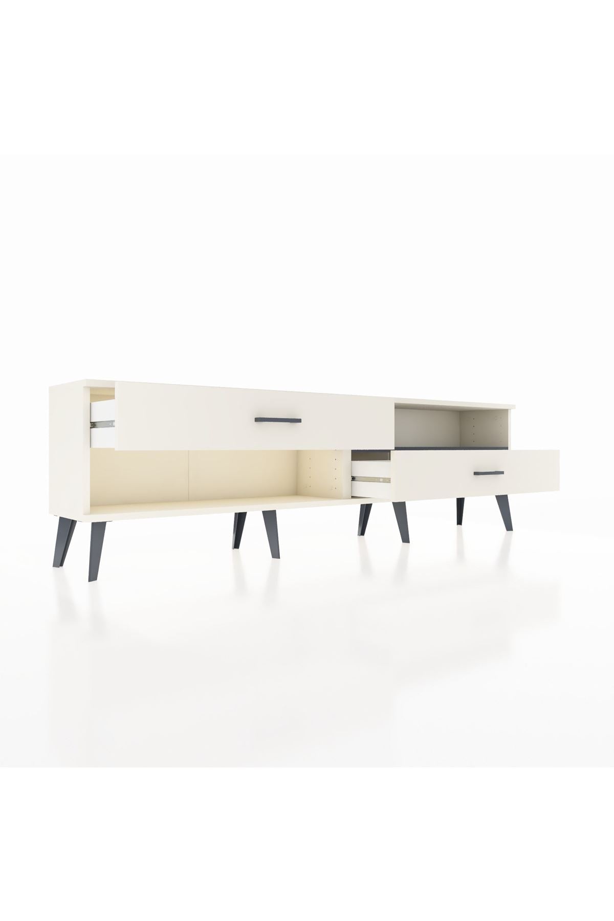 Arges TV Ünitesi Tek Raflı 2 Çekmeceli  176x30x51 Aytaşı-Antrasit/Aytaşı