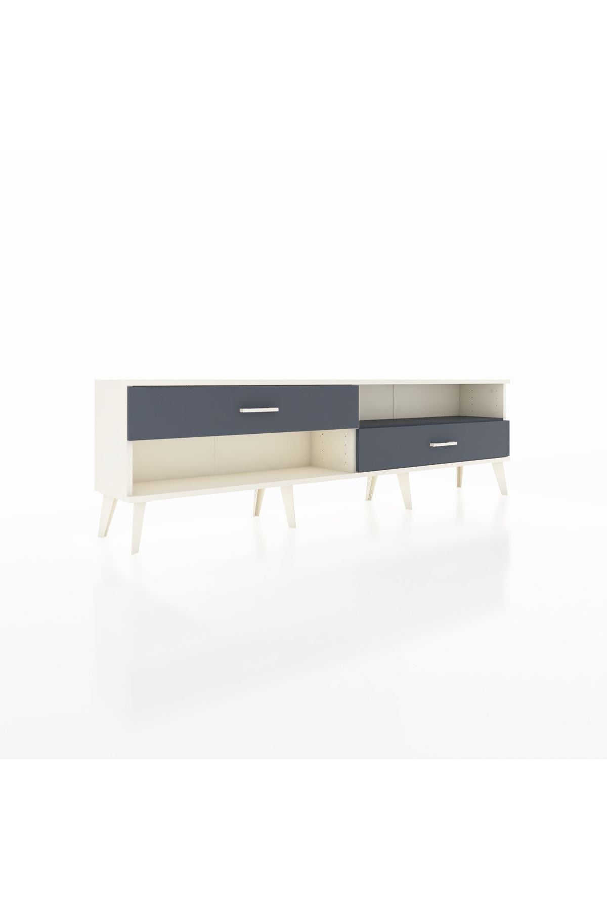 Arges TV Ünitesi Tek Raflı 2 Çekmeceli  176x30x51 Aytaşı-Antrasit/Antrasit