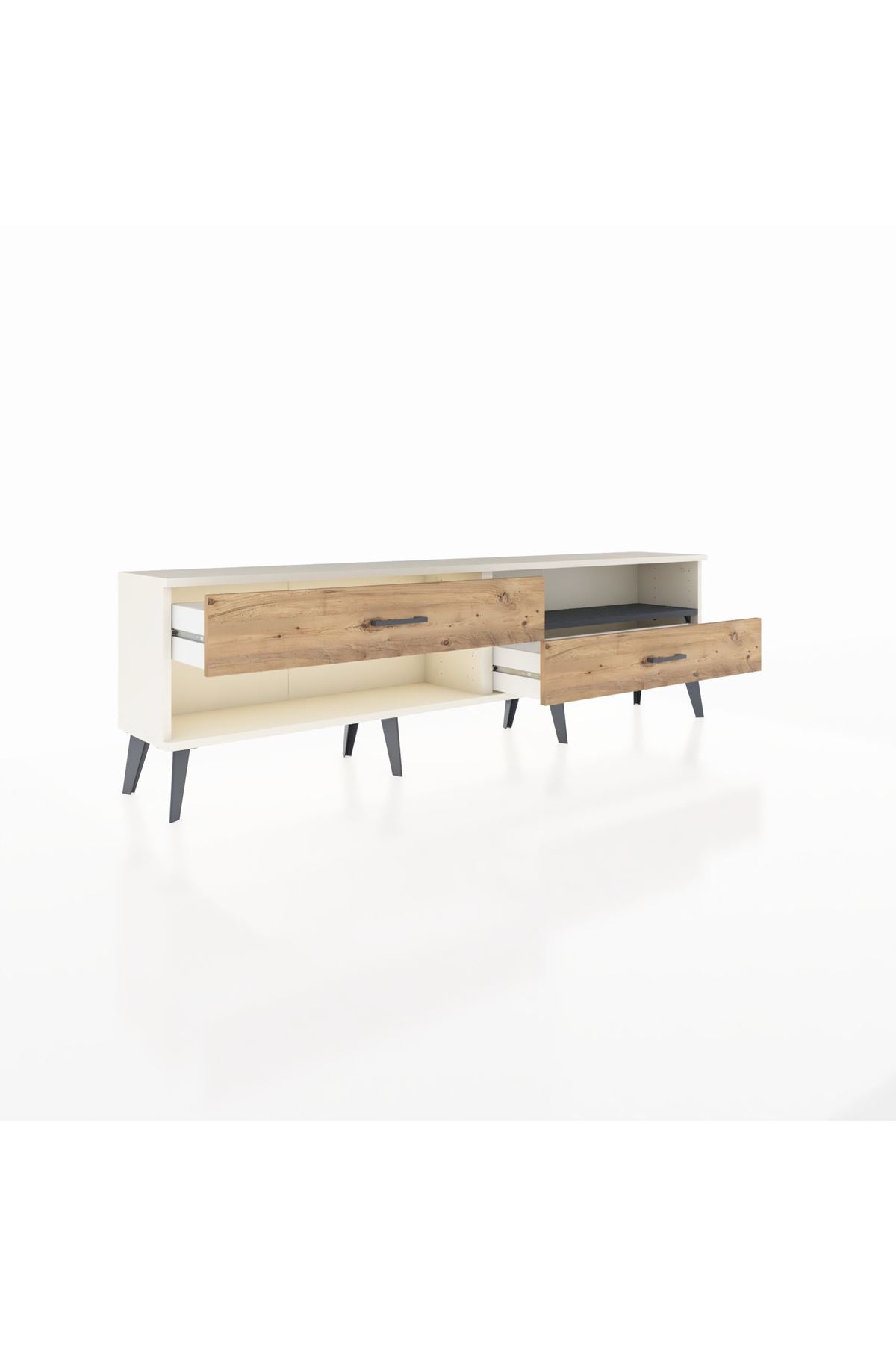 Arges TV Ünitesi Tek Raflı 2 Çekmeceli  176x30x51 Aytaşı-Antrasit/Çam