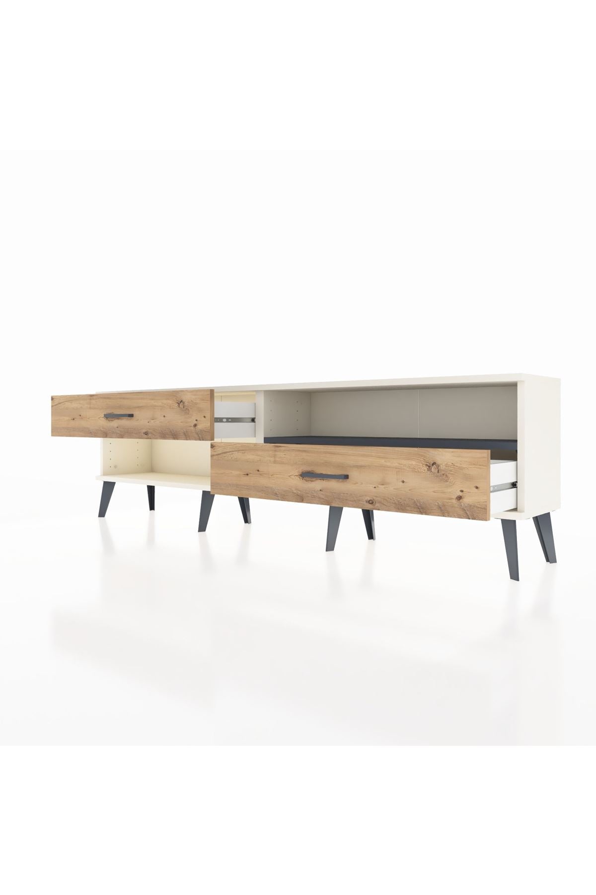 Arges TV Ünitesi Tek Raflı 2 Çekmeceli  176x30x51 Aytaşı-Antrasit/Çam