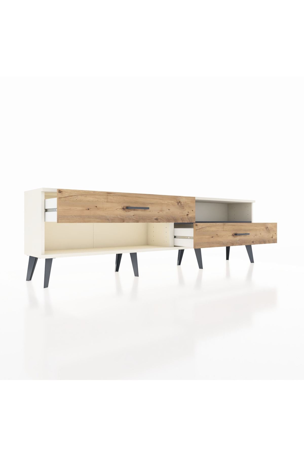 Arges TV Ünitesi Tek Raflı 2 Çekmeceli  176x30x51 Aytaşı-Antrasit/Çam