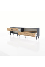 Arges TV Ünitesi Tek Raflı 2 Çekmeceli  176x30x51 Antrasit-Çam/Çam