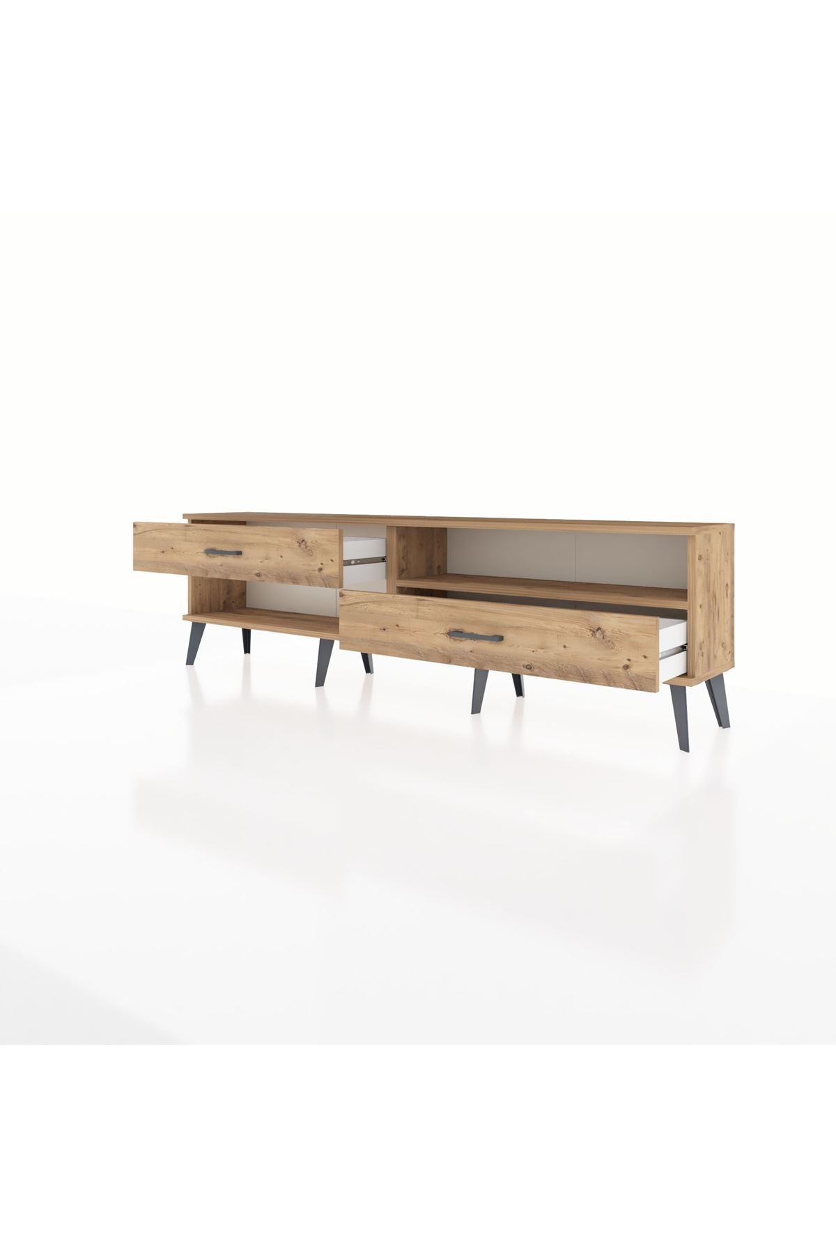 Arges TV Ünitesi Tek Raflı 2 Çekmeceli  176x30x51 Çam-Çam/Çam