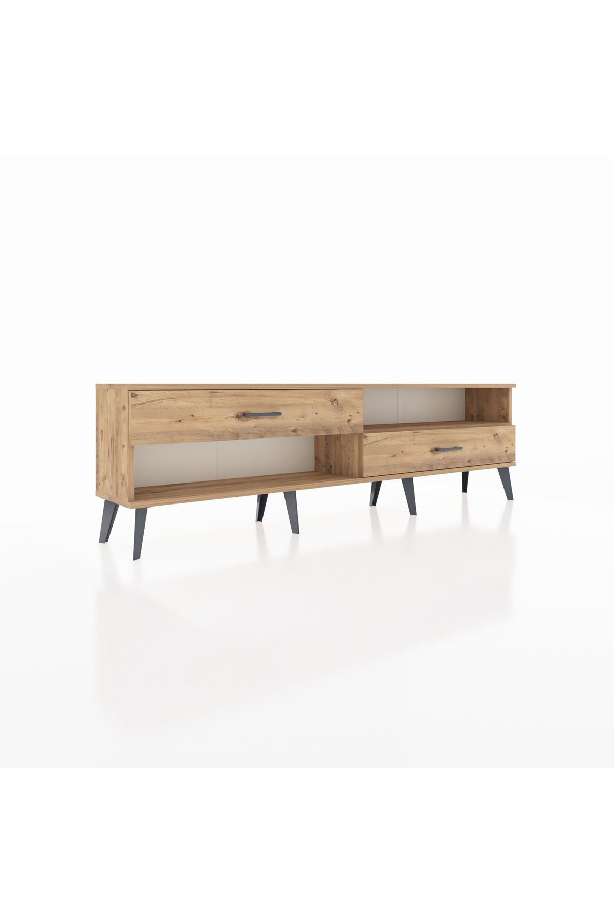 Arges TV Ünitesi Tek Raflı 2 Çekmeceli  176x30x51 Çam-Çam/Çam