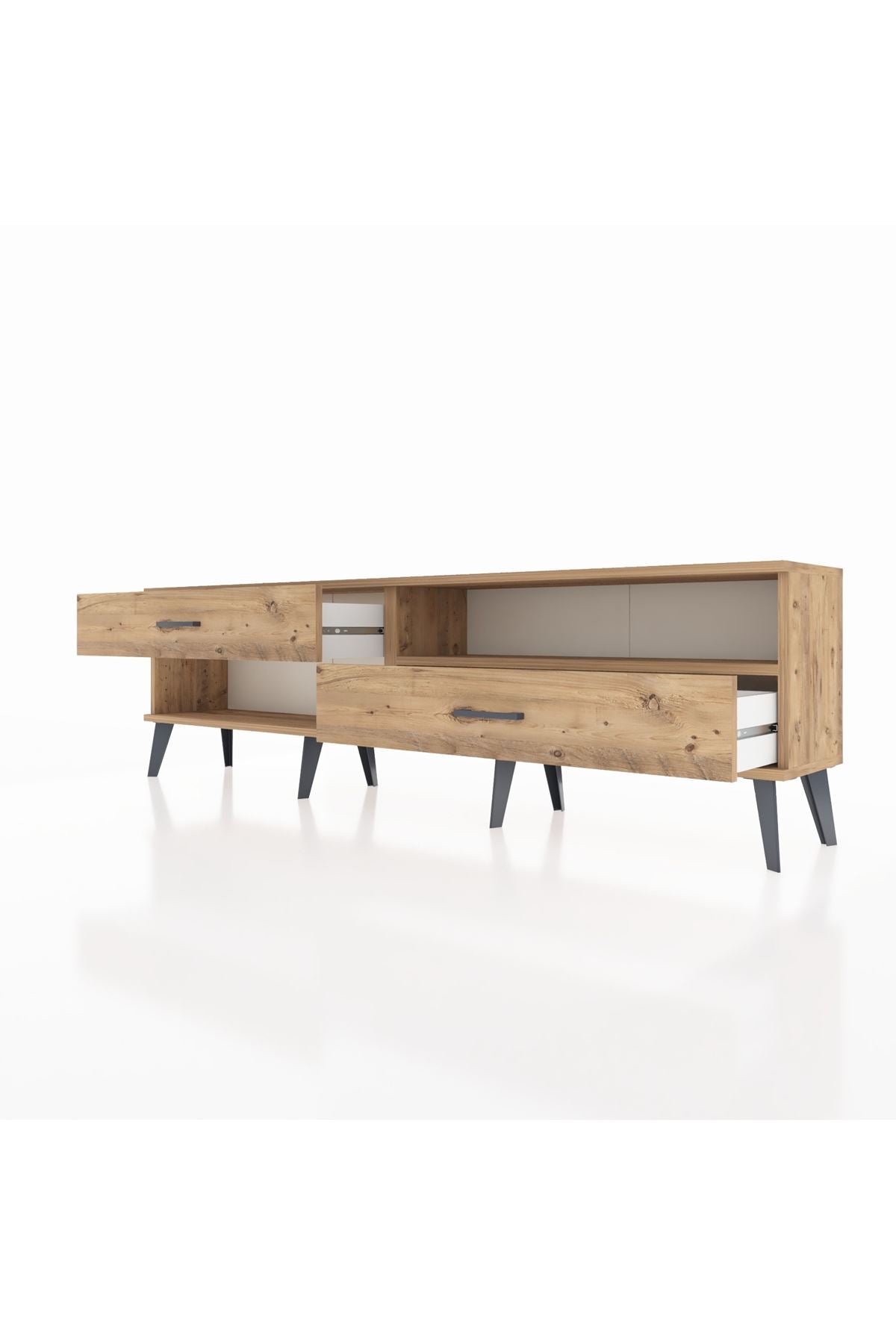 Arges TV Ünitesi Tek Raflı 2 Çekmeceli  176x30x51 Çam-Çam/Çam