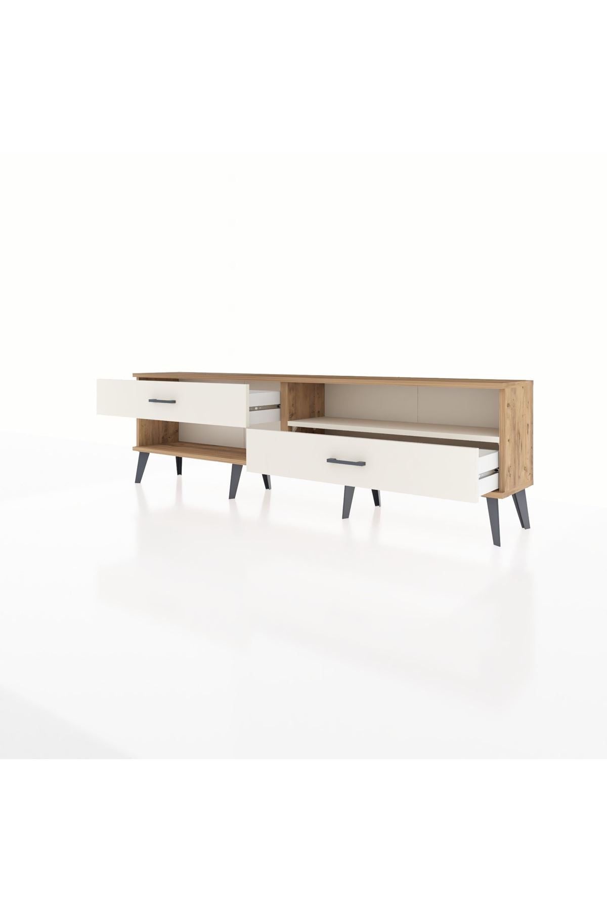 Arges TV Ünitesi Tek Raflı 2 Çekmeceli  176x30x51 Çam-Aytaşı/Aytaşı