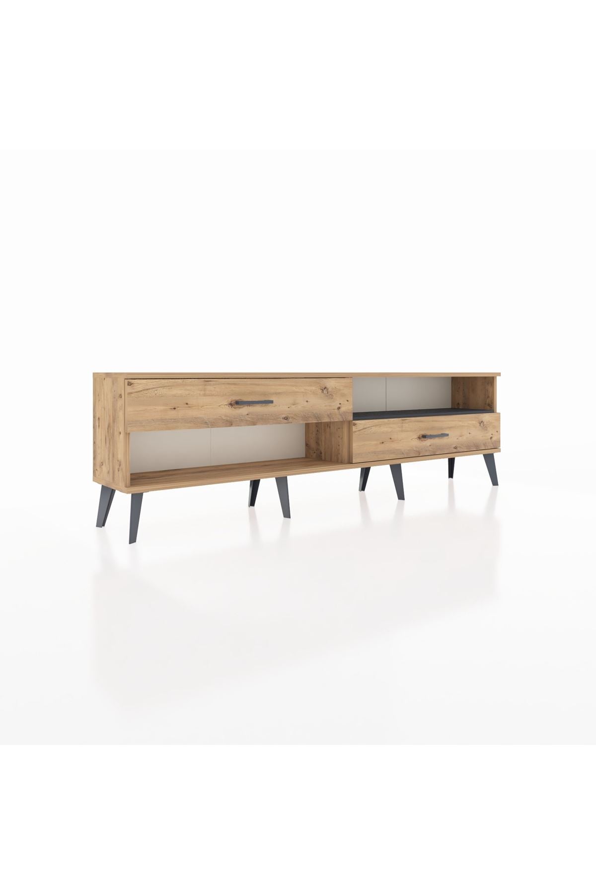 Arges TV Ünitesi Tek Raflı 2 Çekmeceli  176x30x51 Çam-Antrasit/Çam