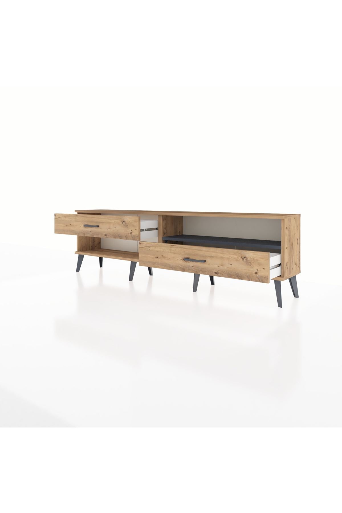 Arges TV Ünitesi Tek Raflı 2 Çekmeceli  176x30x51 Çam-Antrasit/Çam