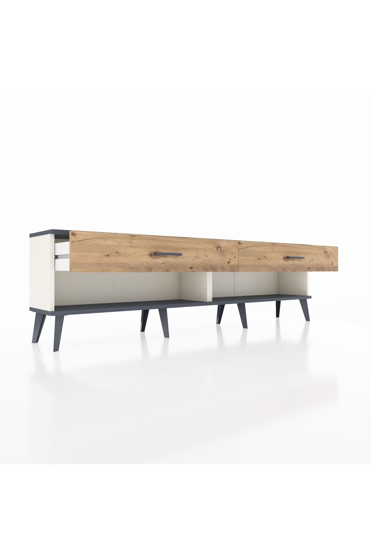 Arges TV Ünitesi 2 Çekmeceli  176x30x51 Aytaşı-Antrasit/Çam