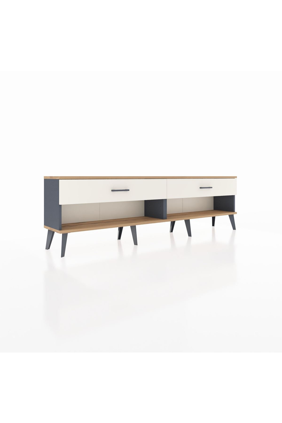 Arges TV Ünitesi 2 Çekmeceli  176x30x51 Antrasit-Çam/Aytaşı