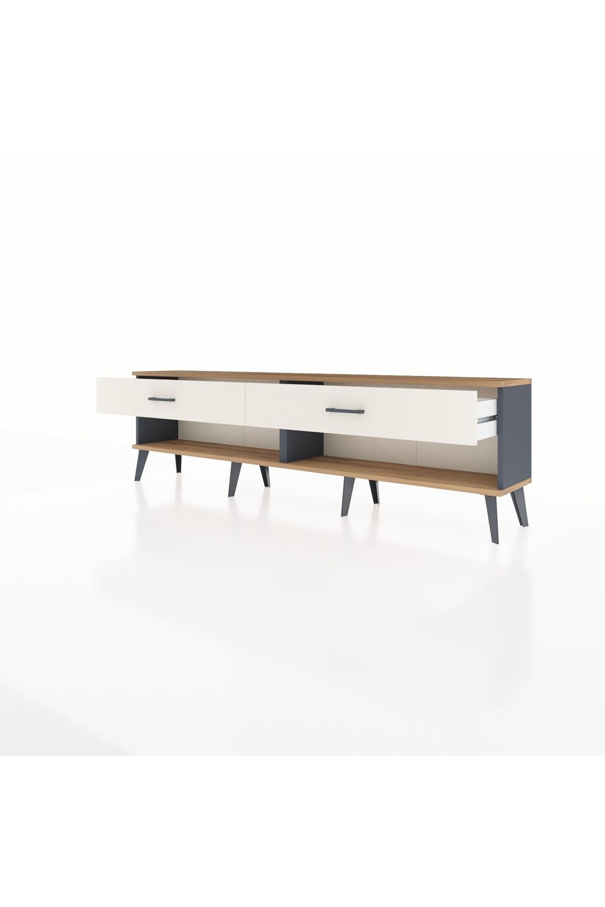 Arges TV Ünitesi 2 Çekmeceli  176x30x51 Antrasit-Çam/Aytaşı