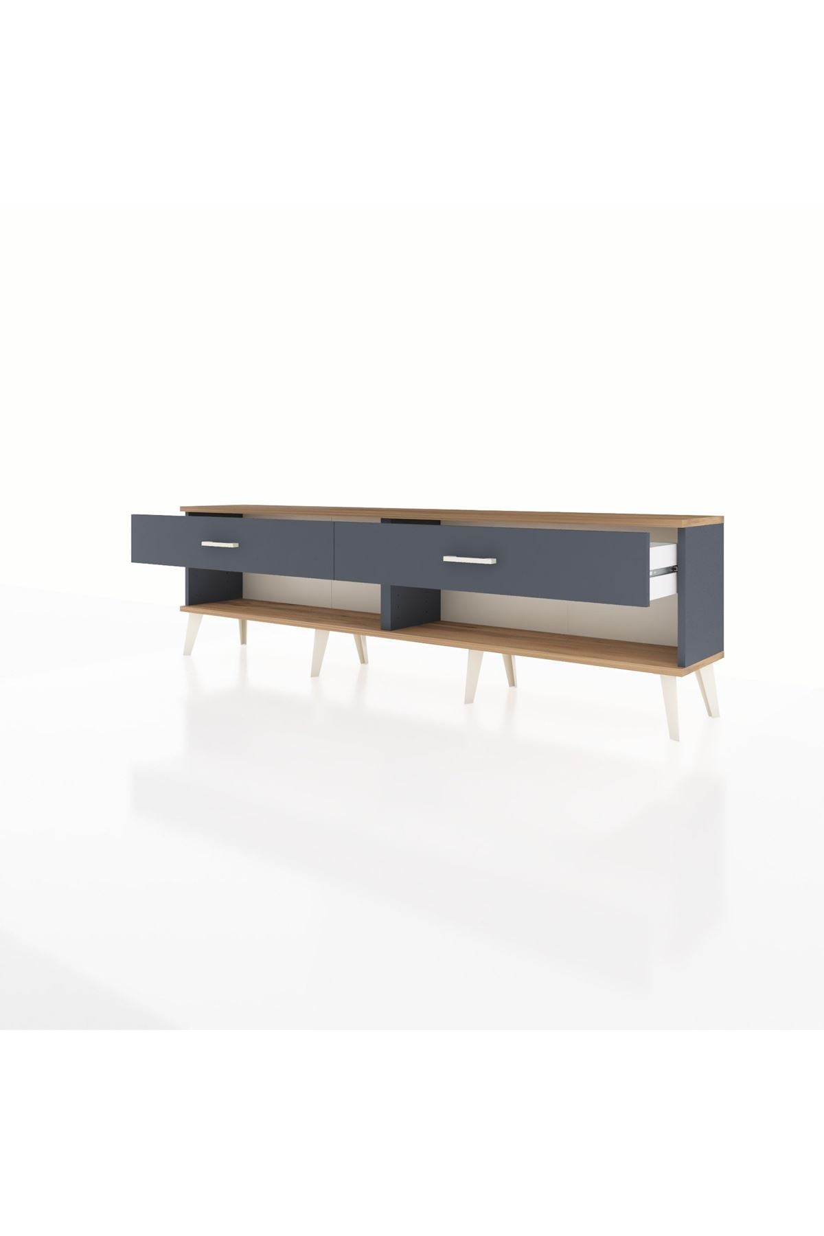 Arges TV Ünitesi 2 Çekmeceli  176x30x51 Antrasit-Çam/Antrasit