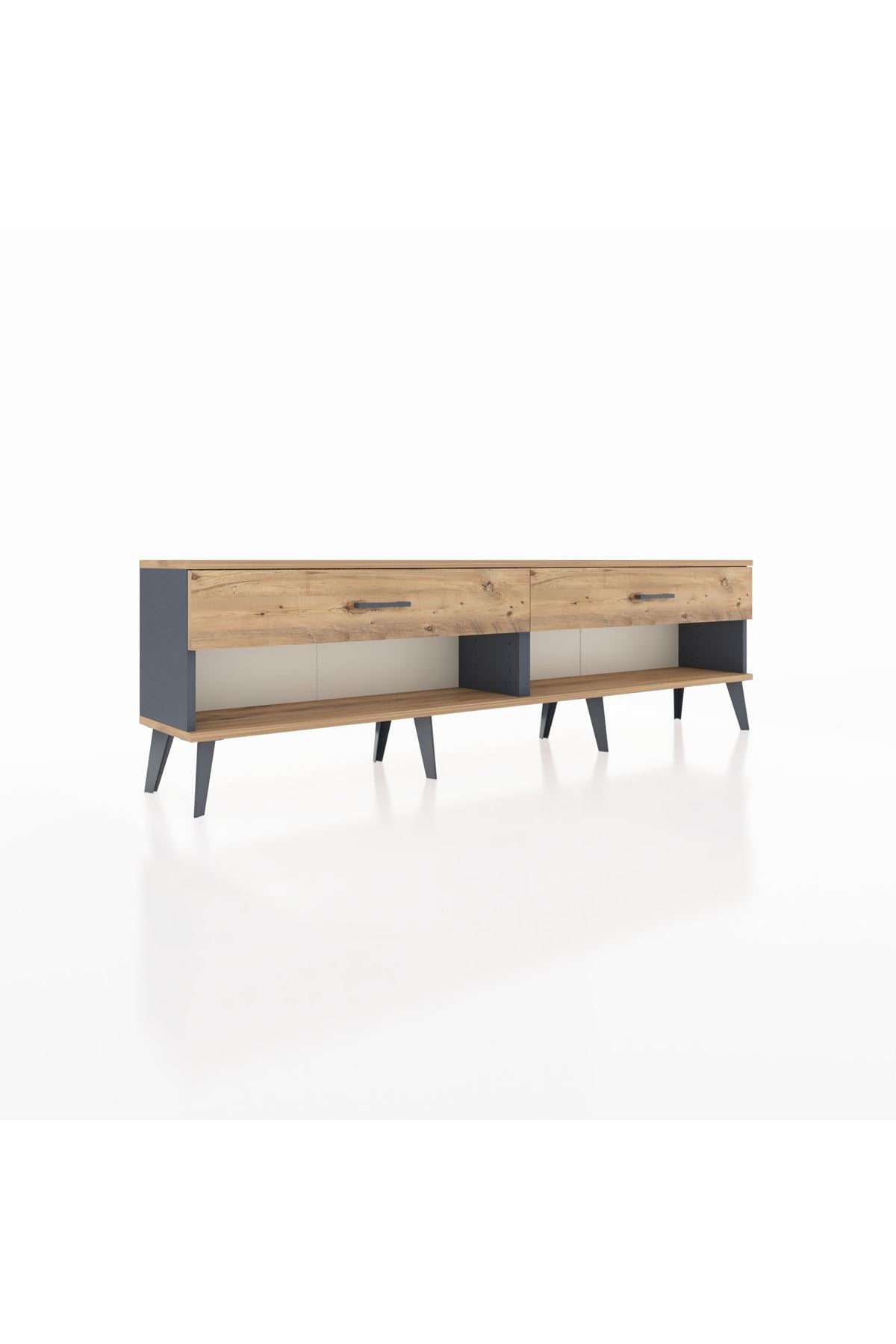 Arges TV Ünitesi 2 Çekmeceli  176x30x51 Antrasit-Çam/Çam