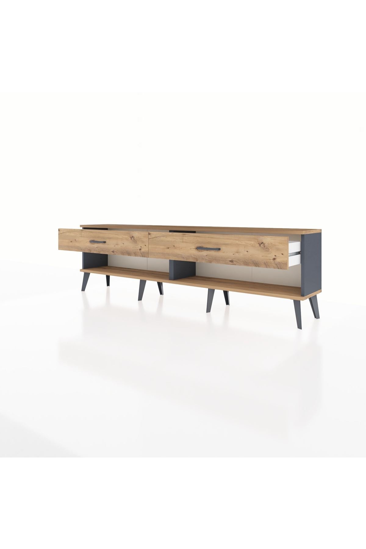 Arges TV Ünitesi 2 Çekmeceli  176x30x51 Antrasit-Çam/Çam