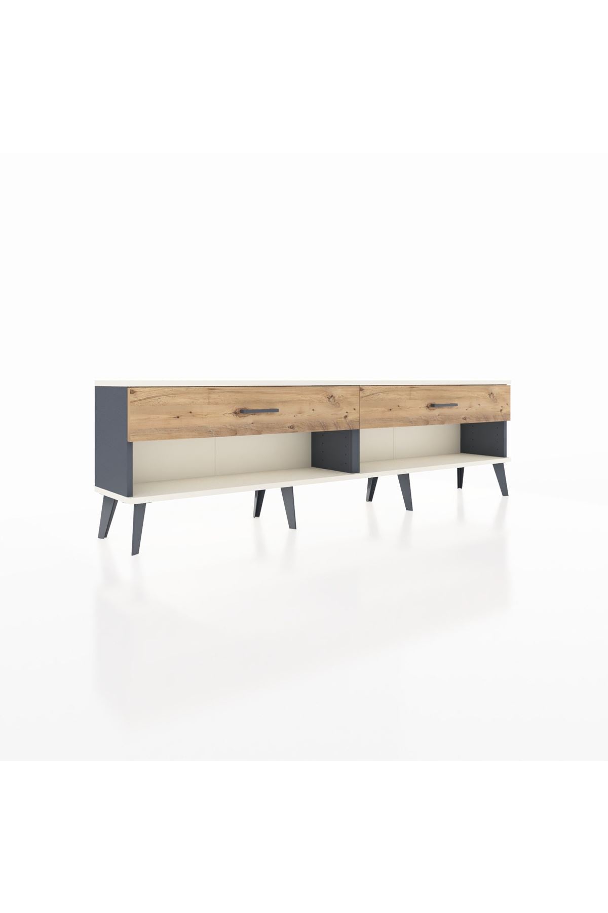 Arges TV Ünitesi 2 Çekmeceli  176x30x51 Antrasit-Aytaşı/Çam