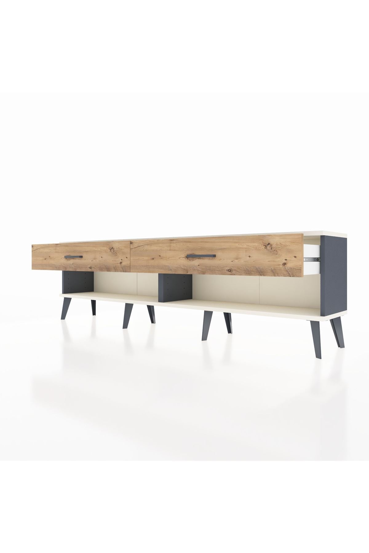 Arges TV Ünitesi 2 Çekmeceli  176x30x51 Antrasit-Aytaşı/Çam