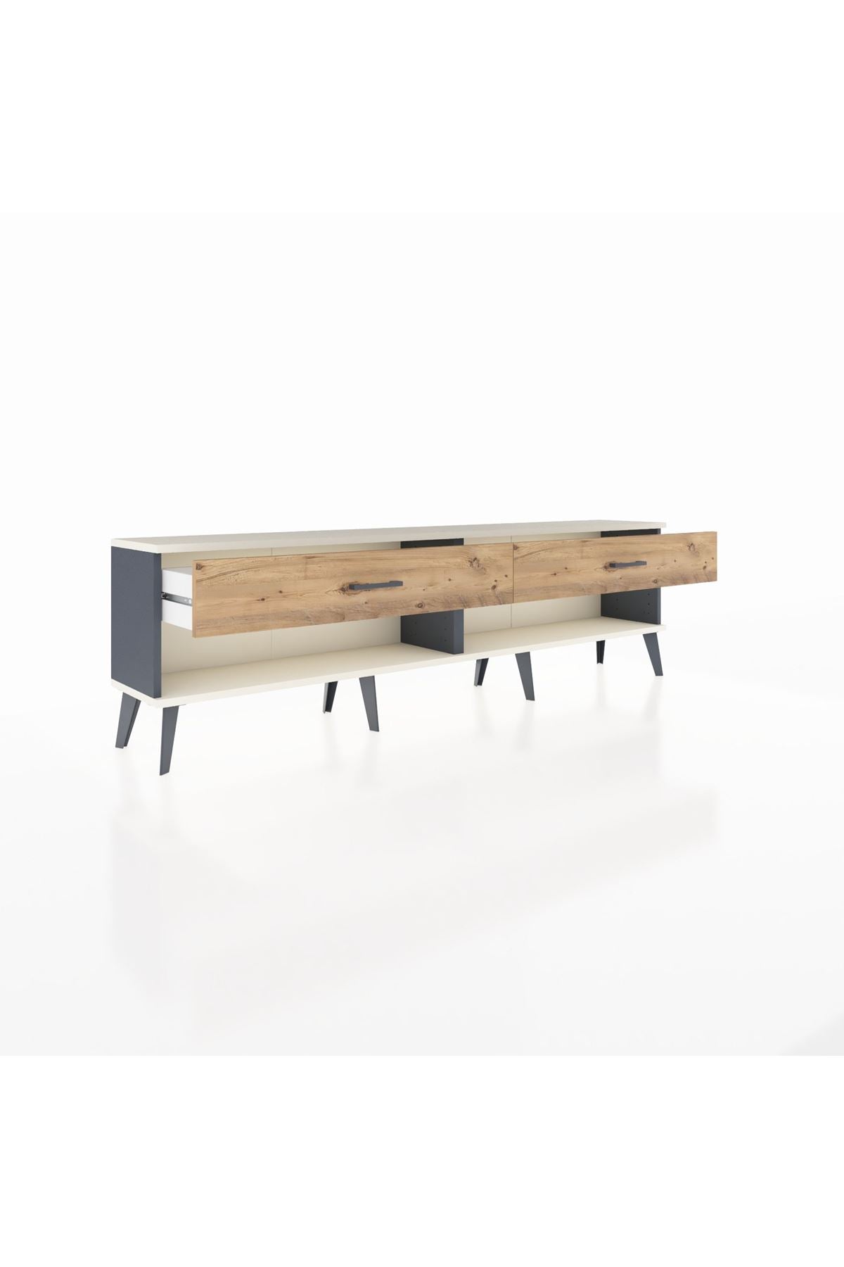 Arges TV Ünitesi 2 Çekmeceli  176x30x51 Antrasit-Aytaşı/Çam