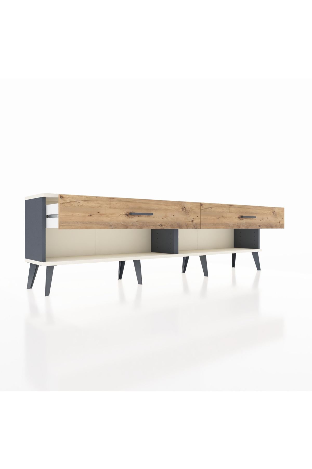 Arges TV Ünitesi 2 Çekmeceli  176x30x51 Antrasit-Aytaşı/Çam