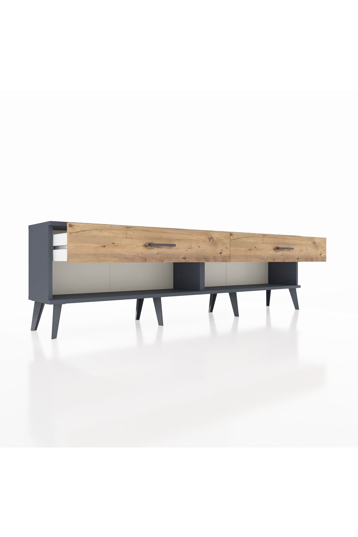 Arges TV Ünitesi 2 Çekmeceli  176x30x51 Antrasit-Antrasit/Çam