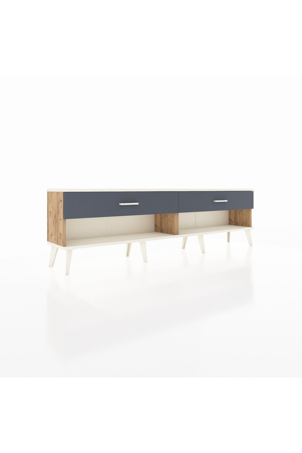 Arges TV Ünitesi 2 Çekmeceli  176x30x51 Çam-Aytaşı/Antrasit