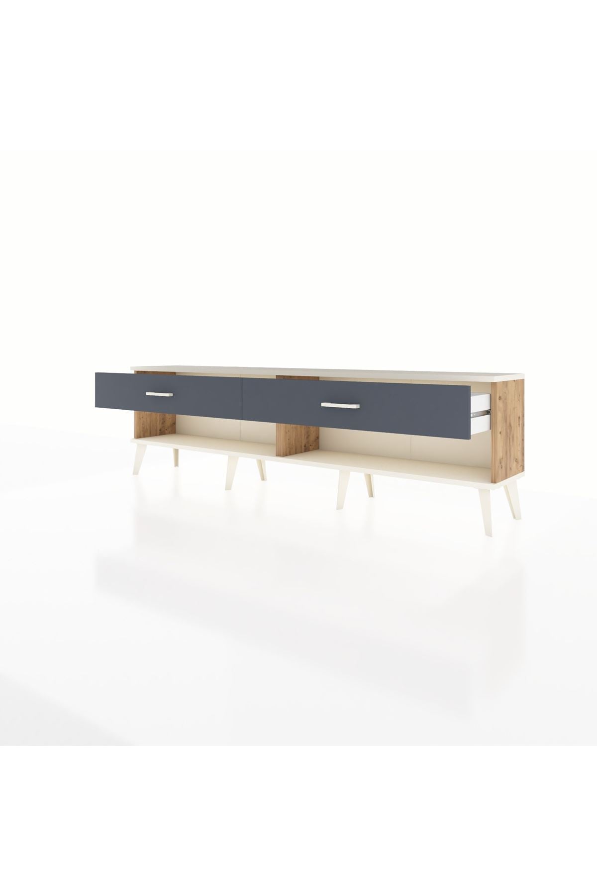 Arges TV Ünitesi 2 Çekmeceli  176x30x51 Çam-Aytaşı/Antrasit