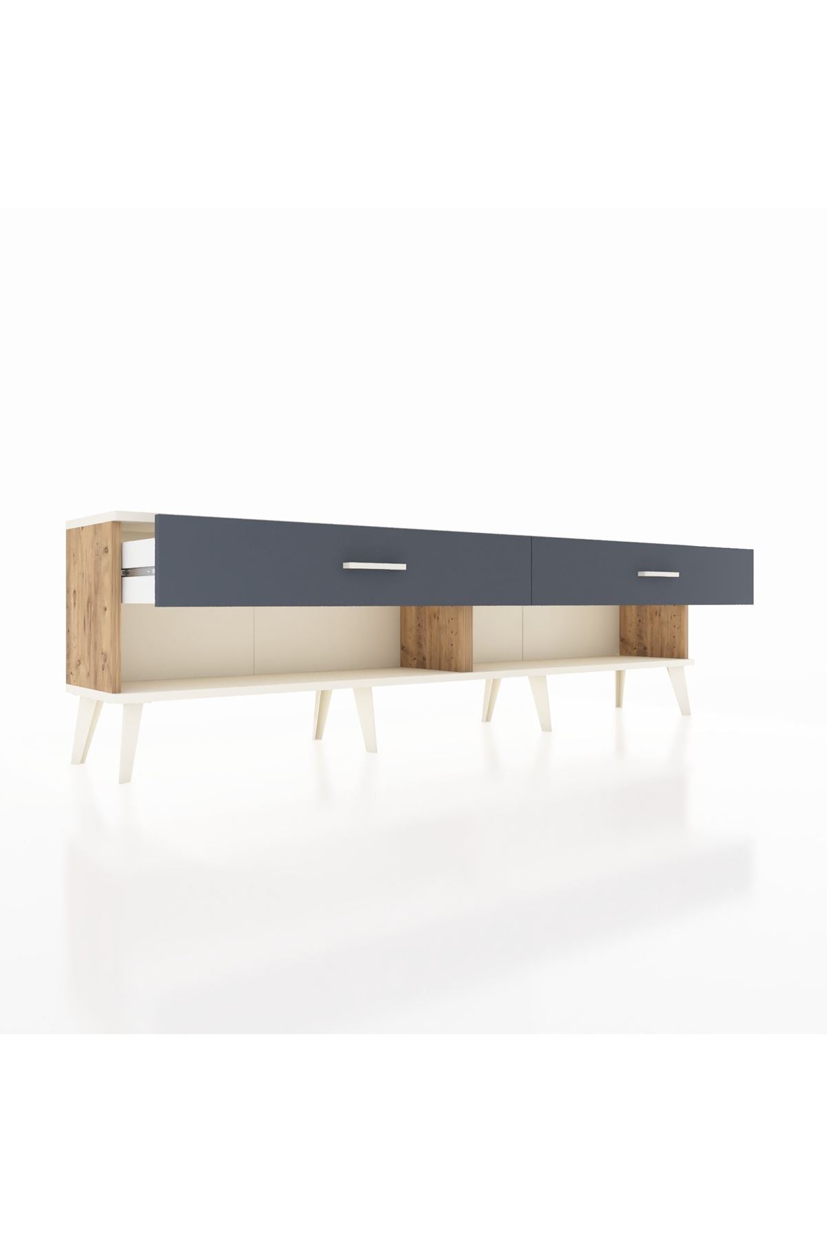 Arges TV Ünitesi 2 Çekmeceli  176x30x51 Çam-Aytaşı/Antrasit