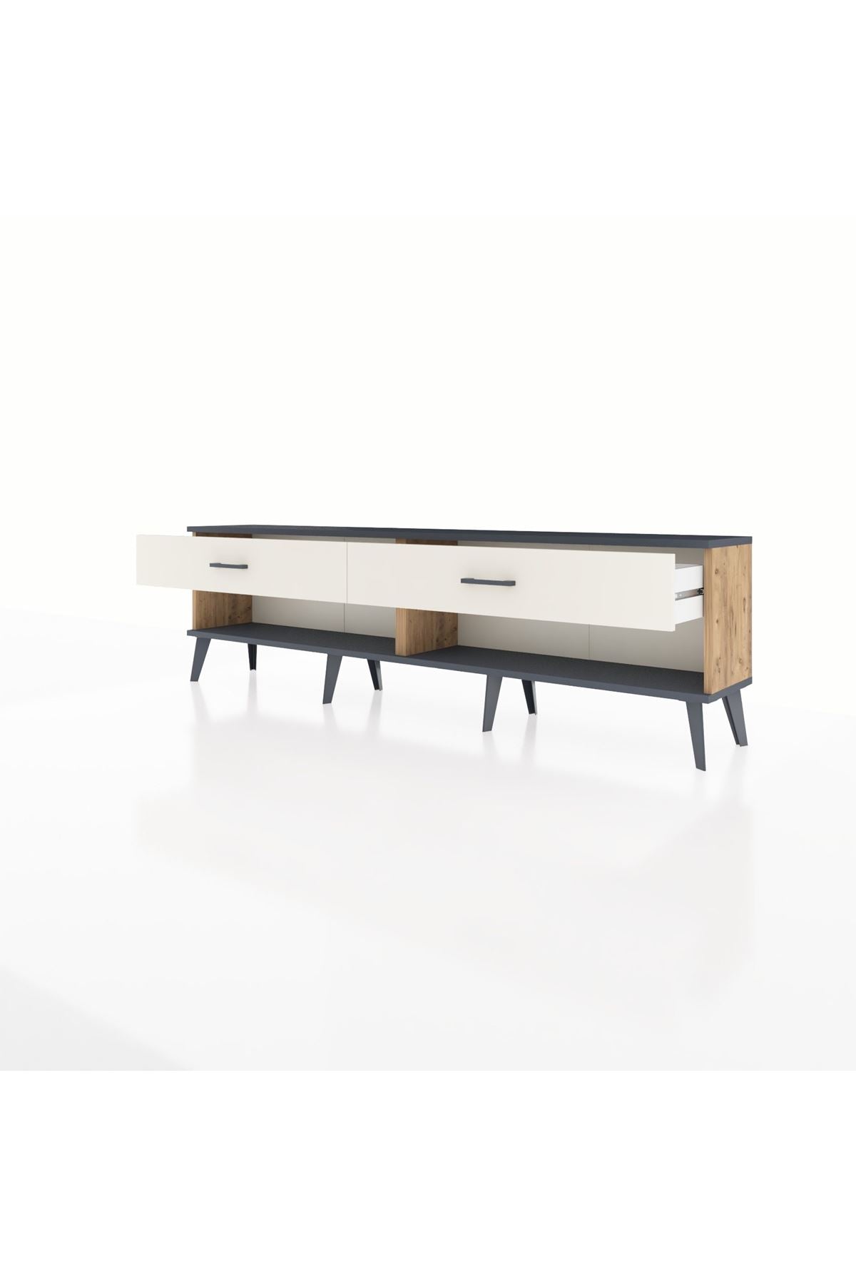 Arges TV Ünitesi 2 Çekmeceli  176x30x51 Çam-Antrasit/Aytaşı