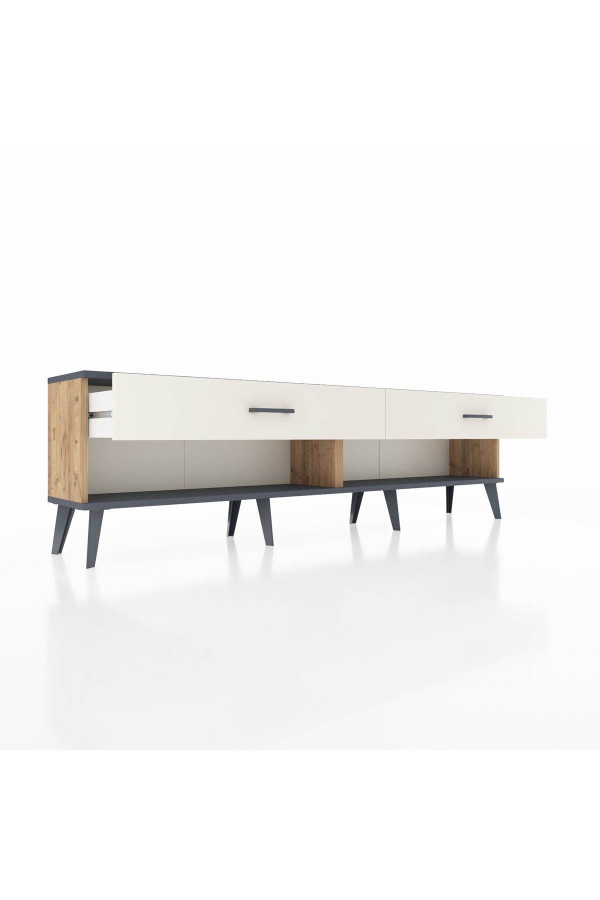 Arges TV Ünitesi 2 Çekmeceli  176x30x51 Çam-Antrasit/Aytaşı