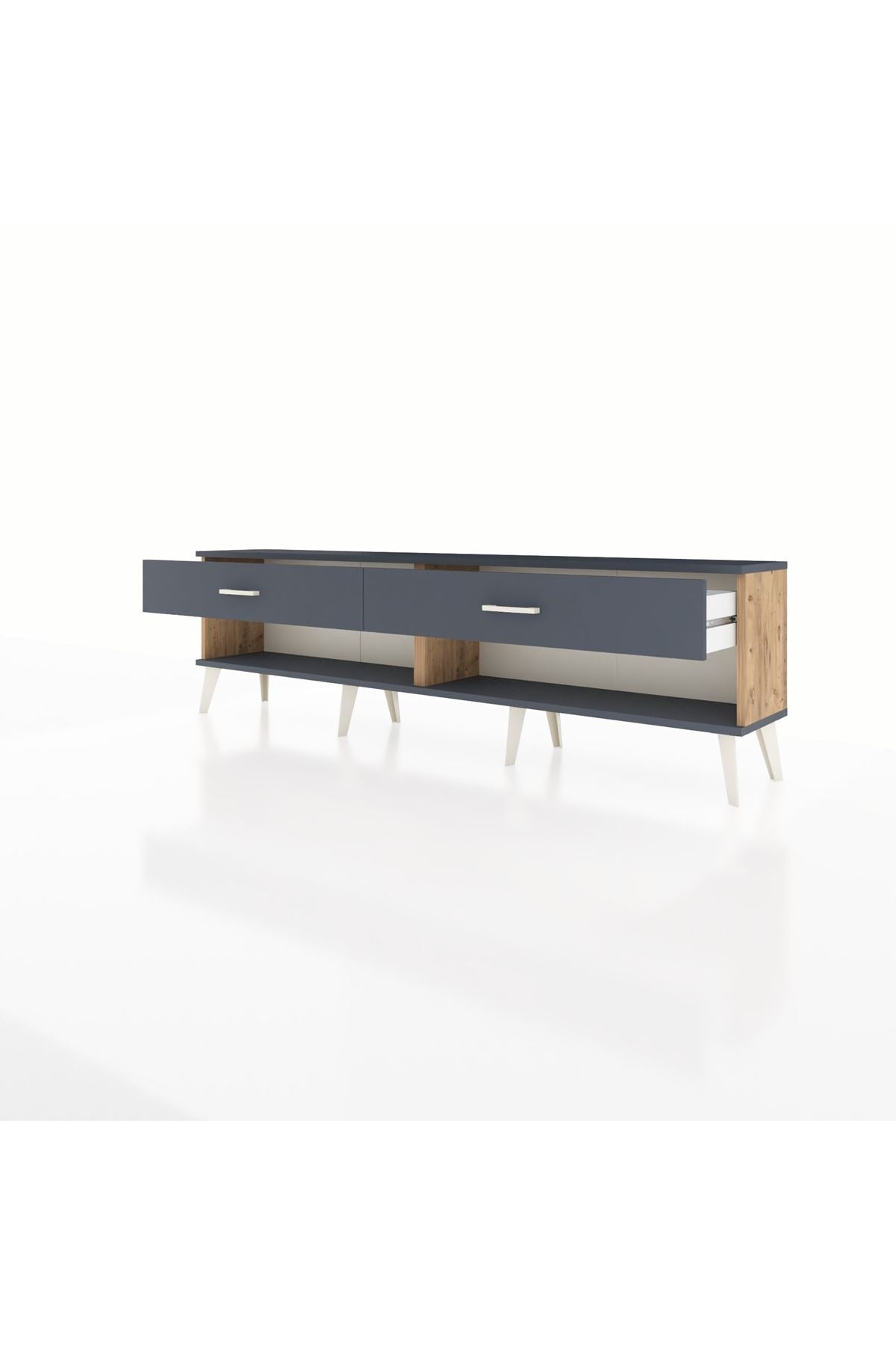 Arges TV Ünitesi 2 Çekmeceli  176x30x51 Çam-Antrasit/Antrasit