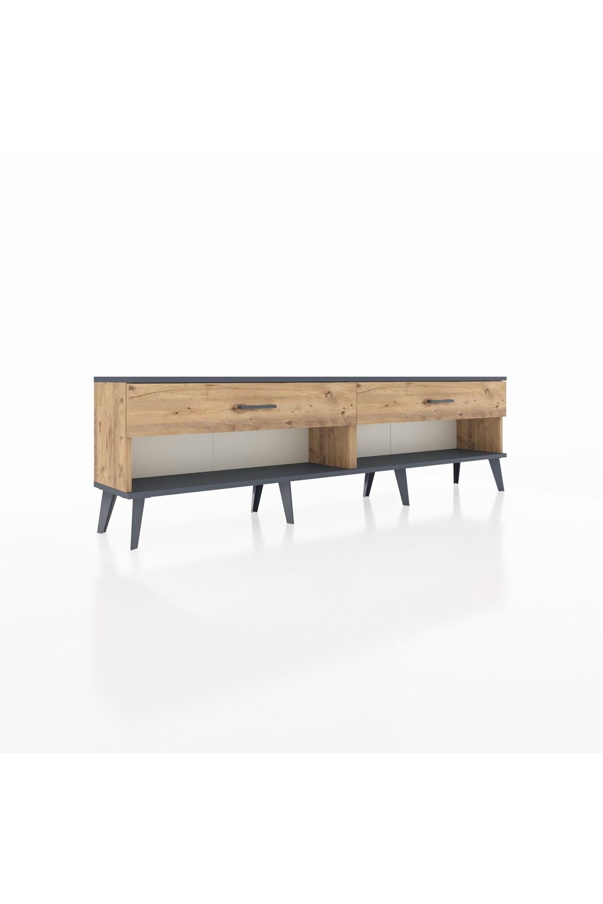 Arges TV Ünitesi 2 Çekmeceli  176x30x51 Çam-Antrasit/Çam