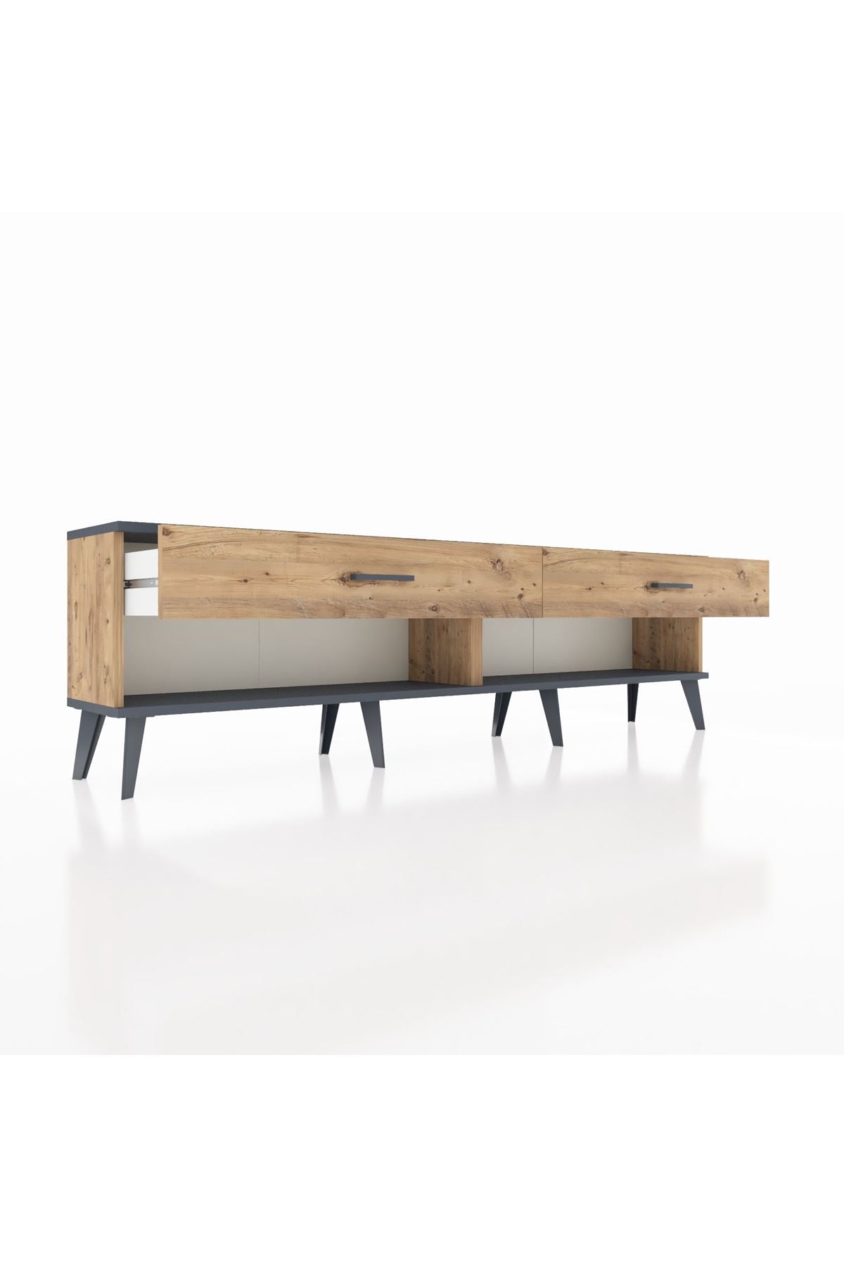 Arges TV Ünitesi 2 Çekmeceli  176x30x51 Çam-Antrasit/Çam