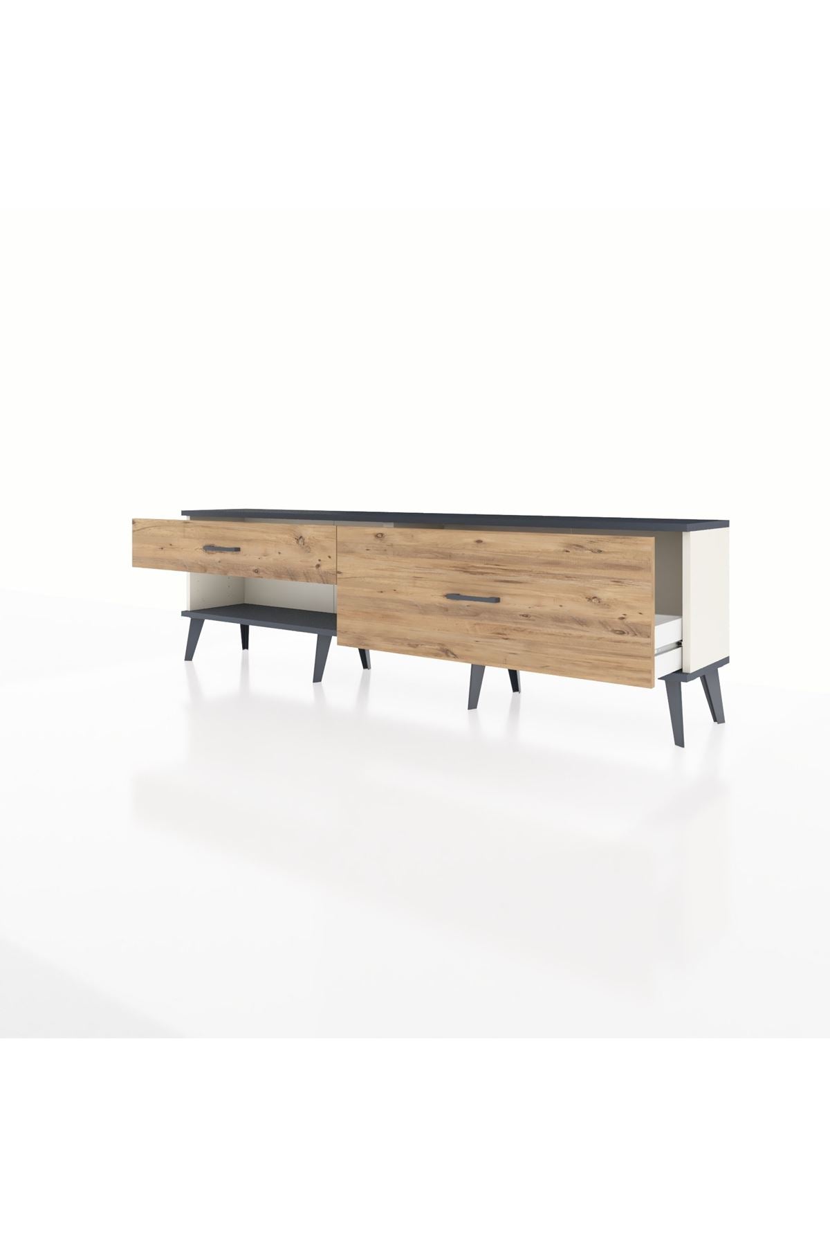 Arges TV Ünitesi 2 Çekmeceli  176x30x51 Aytaşı-Antrasit/Çam