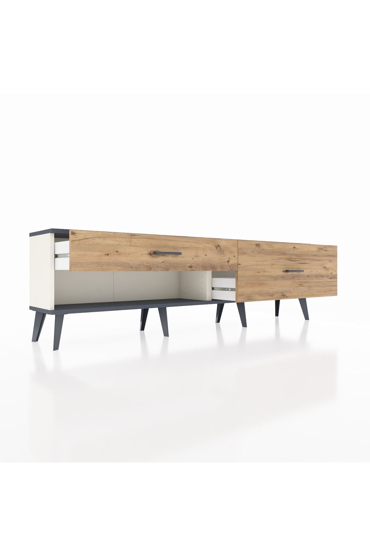 Arges TV Ünitesi 2 Çekmeceli  176x30x51 Aytaşı-Antrasit/Çam